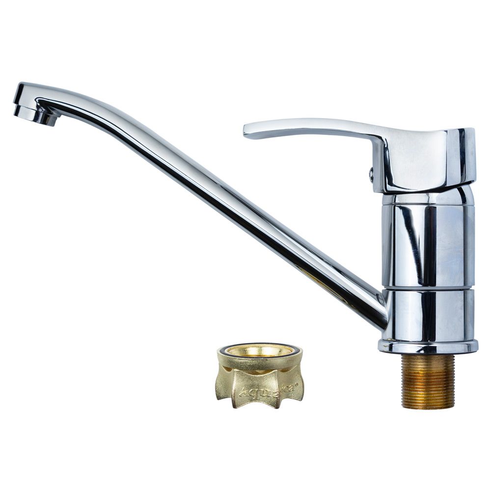 Змішувач MD Ø40 для кухні гусак прямий 250мм на гайці AQUATICA MD-1B241C