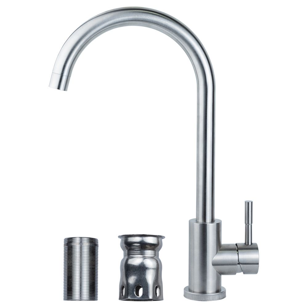 Змішувач KT Ø35 для кухні гусак вухо на гайці SS AQUATICA KT-4B170P