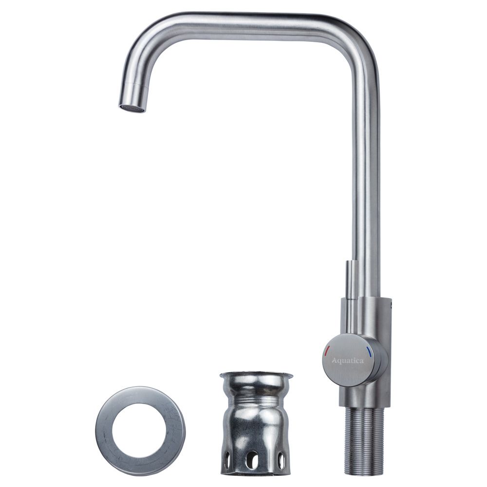 Змішувач KT Ø35 для кухні Г-гусак на гайці SS AQUATICA KT-4B270P