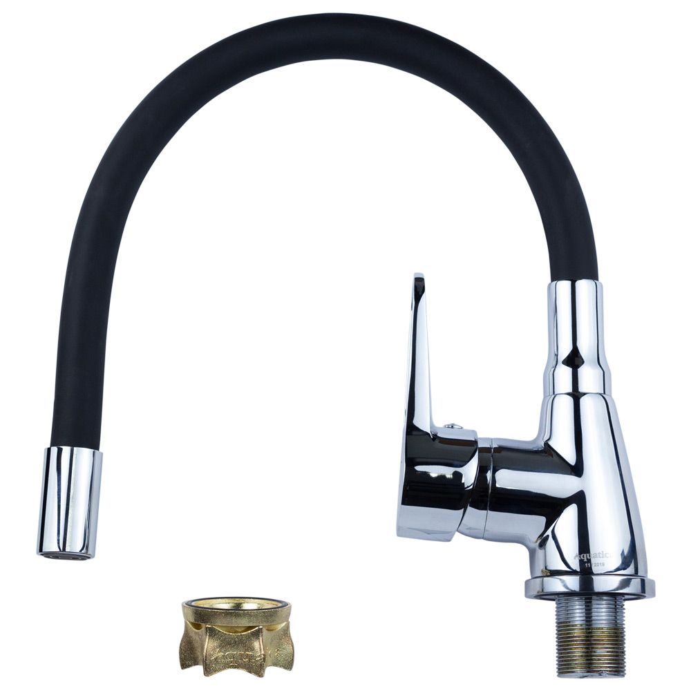 Смеситель HL Ø35 для кухни гусак силиконовый на гайке AQUATICA HL-4B530C