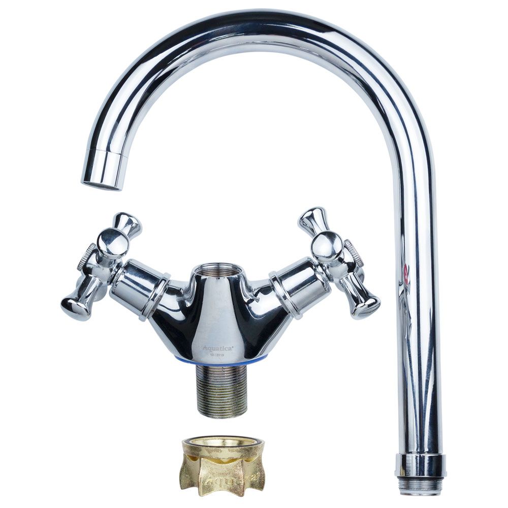 Змішувач PL 1/2" для кухні гусак високий вухо на гайці AQUATICA PL-4B455C