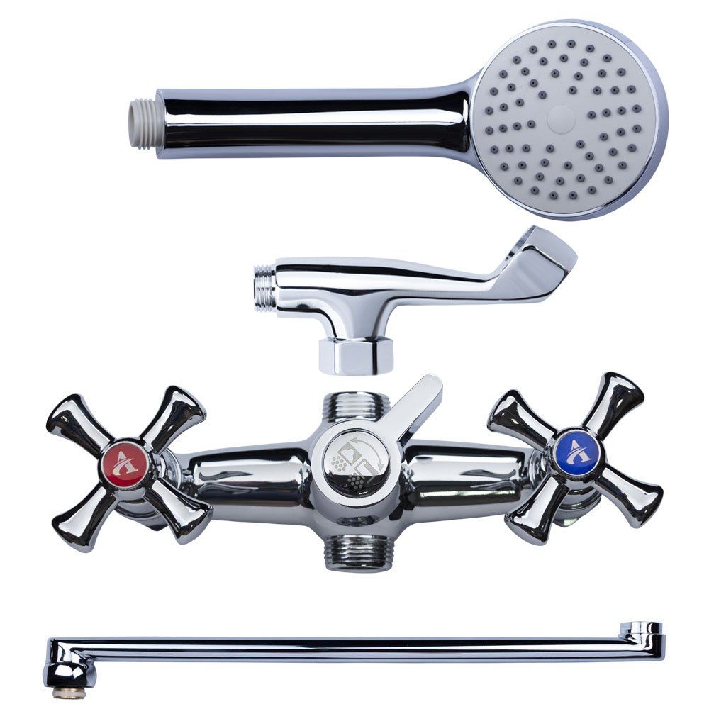 Змішувач PL 1/2" для ванни гусак прямий 350мм дивертор вбудований картріджний AQUATICA PL-2C255C