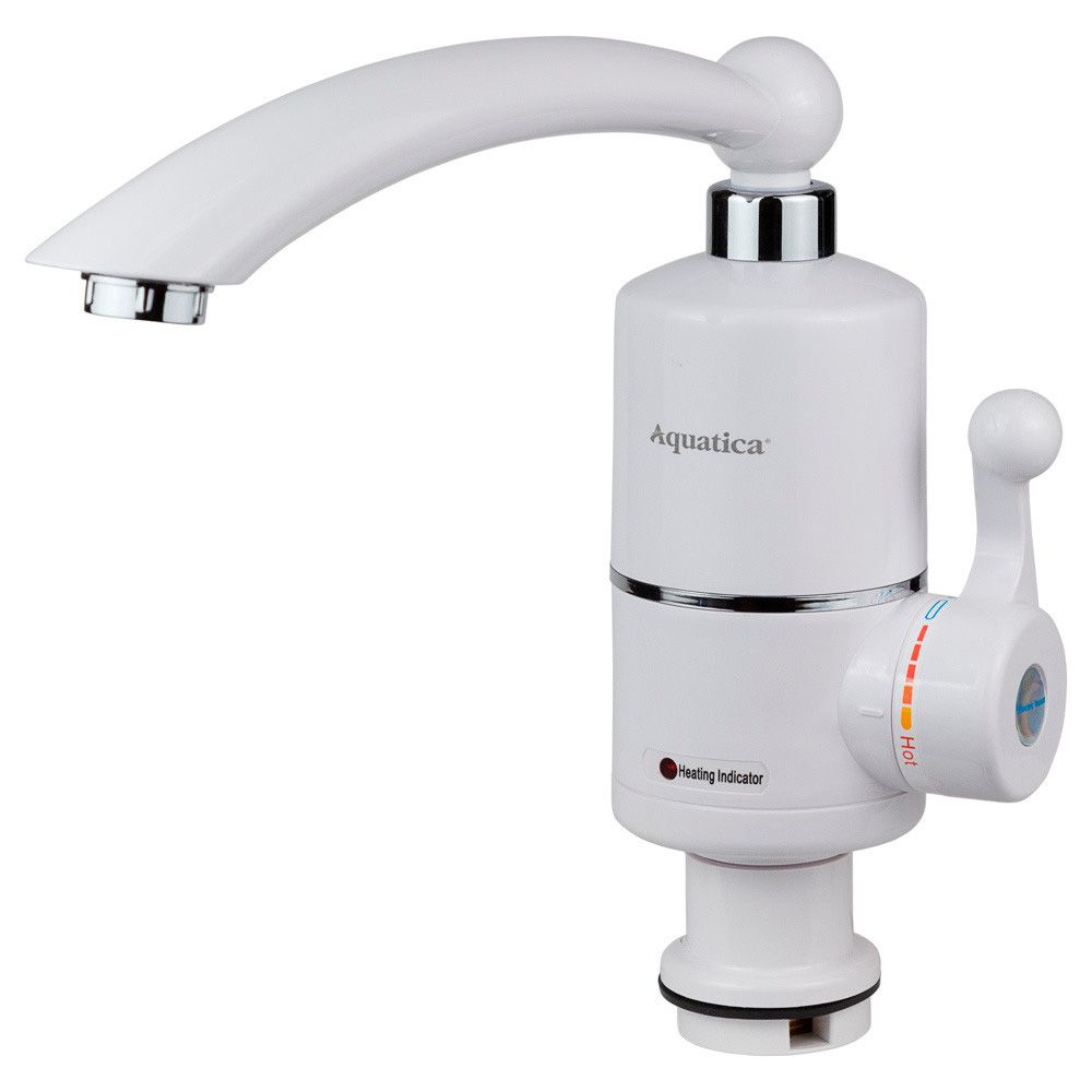 Кран-водонагрівач проточний NZ 3.0кВт 0.4-5бар для кухні гусак прямий на гайці AQUATICA NZ-6B212W
