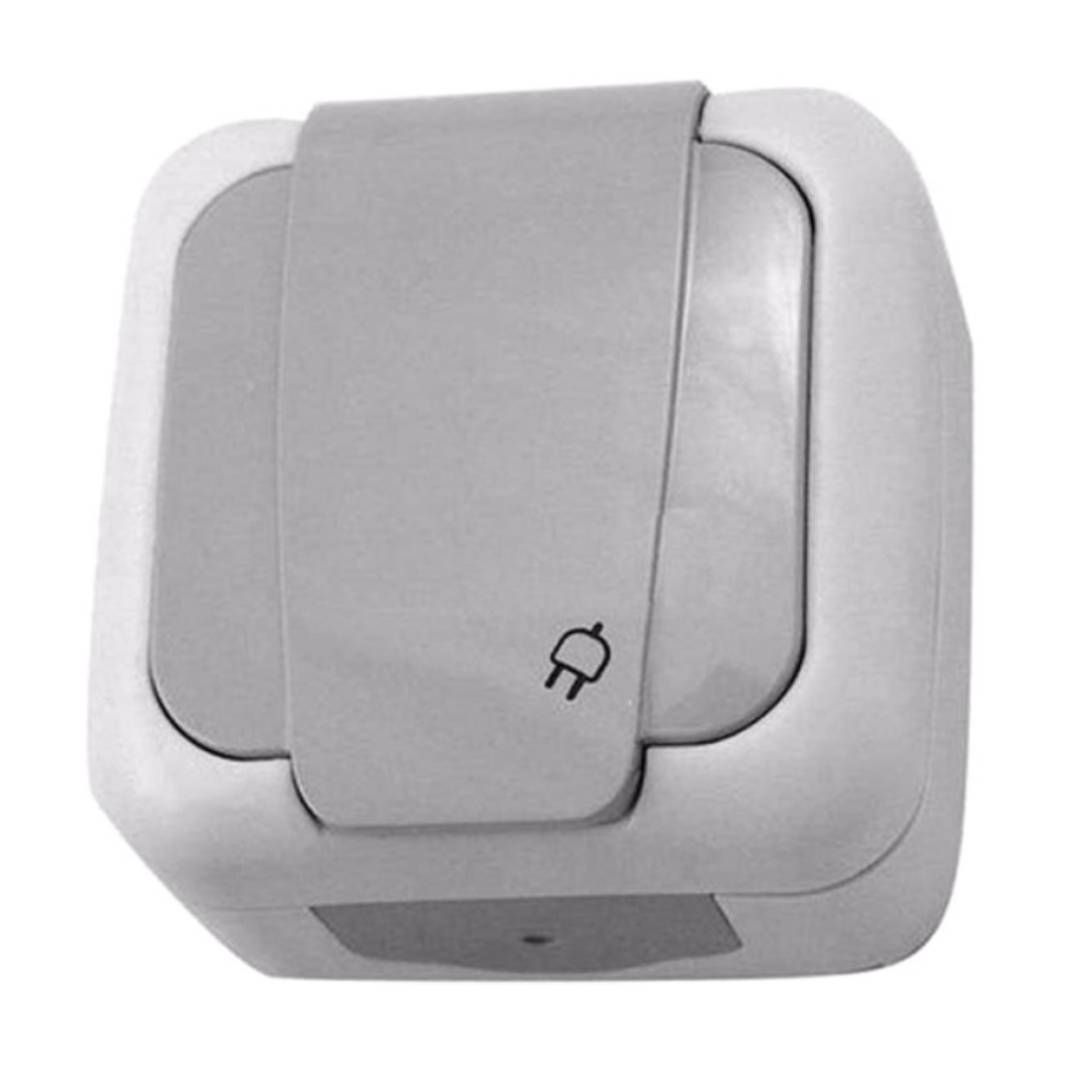 Розетка VIKO Palmiye із заземленням та кришкою сірий IP44