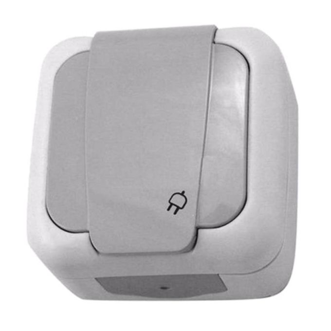Розетка VIKO Palmiye із заземленням та кришкою сірий IP44