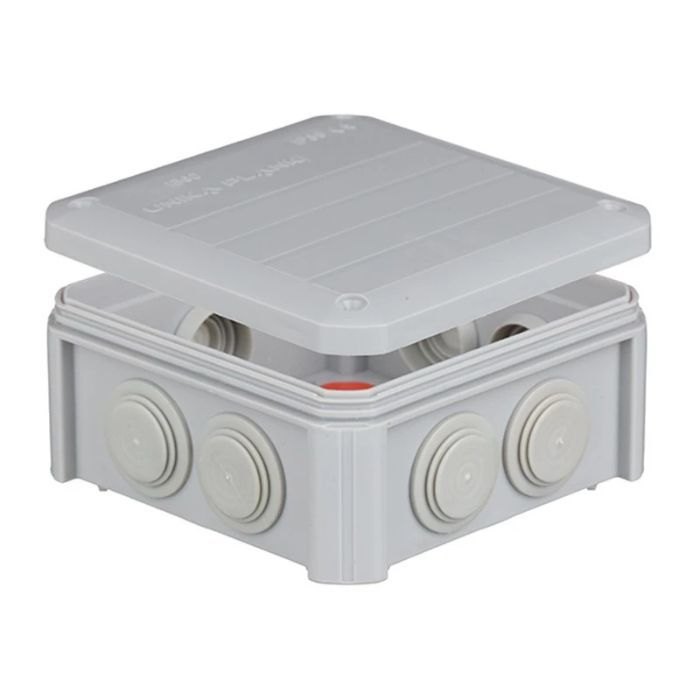 Коробка распределительная наружная 114х114х57мм IP55 с сальниками резиновыми UNIKA PLANK IB601 серая