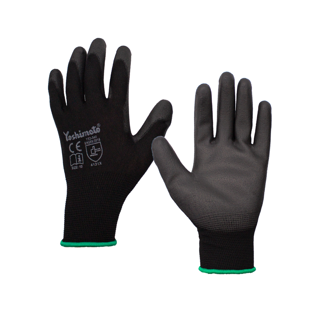 Рукавички Yoshimoto трикотажні з чорним поліуретановим покритям, р.10 з етикеткою