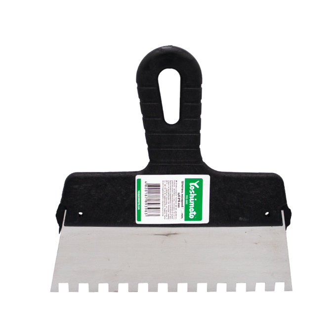 Шпатель малярний нержавіючий Yoshimoto з пластмасовою ручкою, 250 мм, зуб 8*8 мм