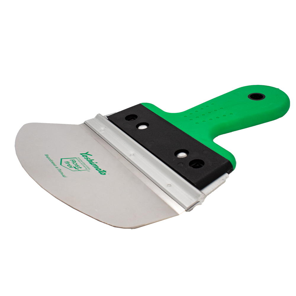 Шпатель полукруглый нержавеющий Yoshimoto, ручка 2К, 165*80мм, 165*80мм