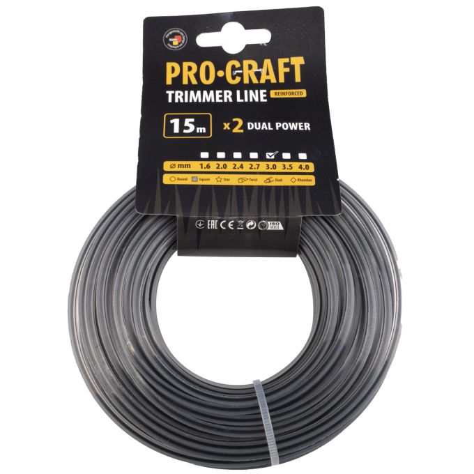 Волосінь з жилою квадрат Procraft 3мм 15м