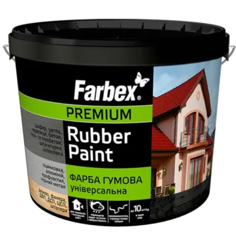 Краска резиновая Универсальная черная, TM Farbex - 6 кг