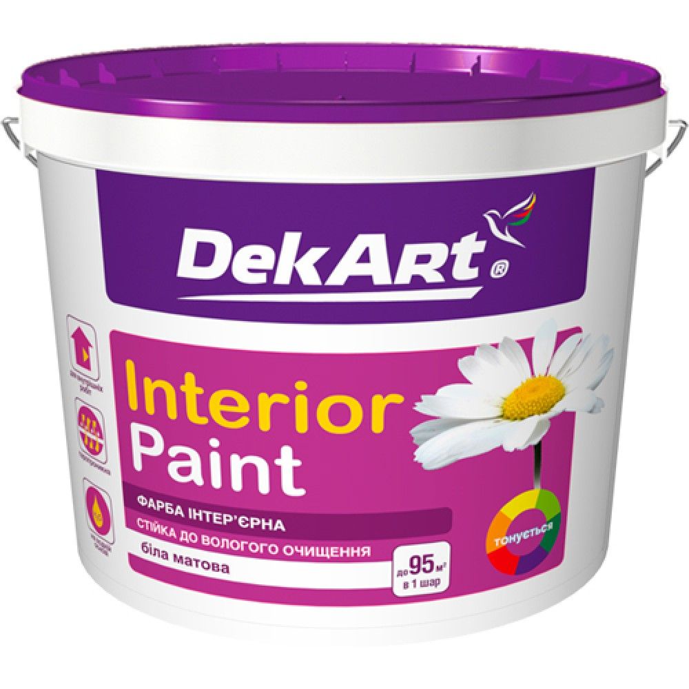 Краска интерьерная "Interior Paint", белая матовая. ТМ "DekArt" - 4 кг