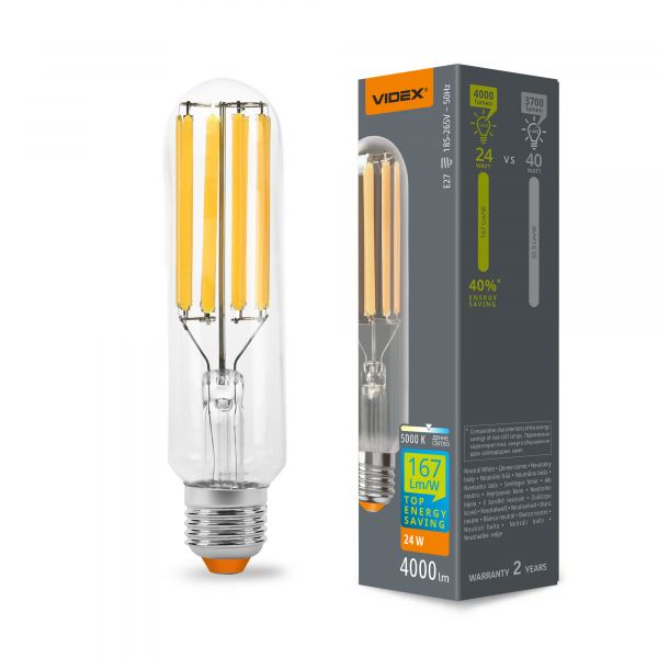 LED лампа VIDEX Filament T38F 24W E27 5000K