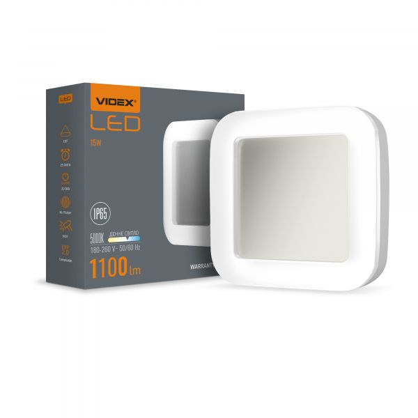 LED світильник ART IP65 квадратний VIDEX 15W 5000K