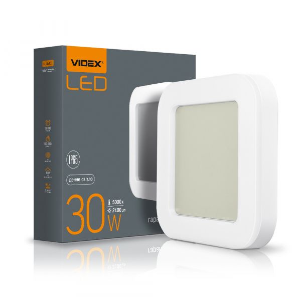 LED світильник ART IP65 квадратний VIDEX 30W 5000K