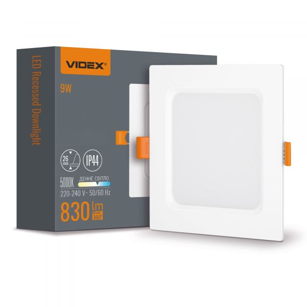 LED светильник Back встроенный квадрат VIDEX 9W 5000K