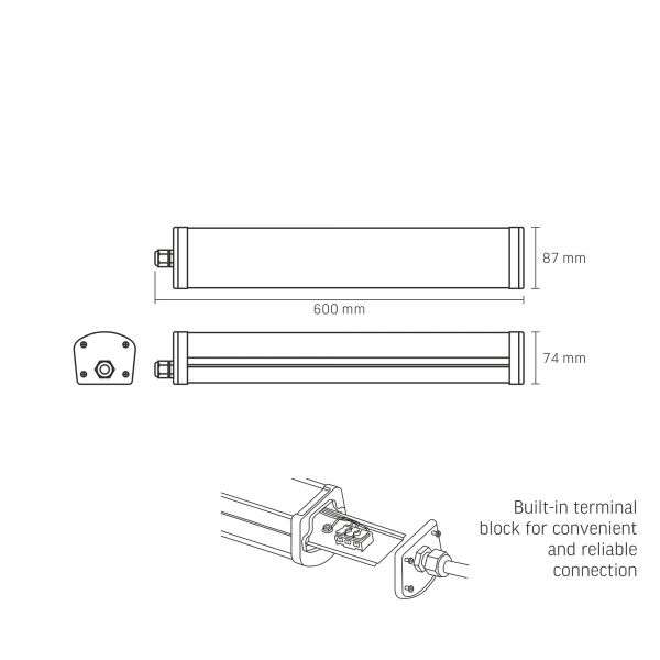 LED світильник IP65 лінійний VIDEX 24W 0,6М 4000K