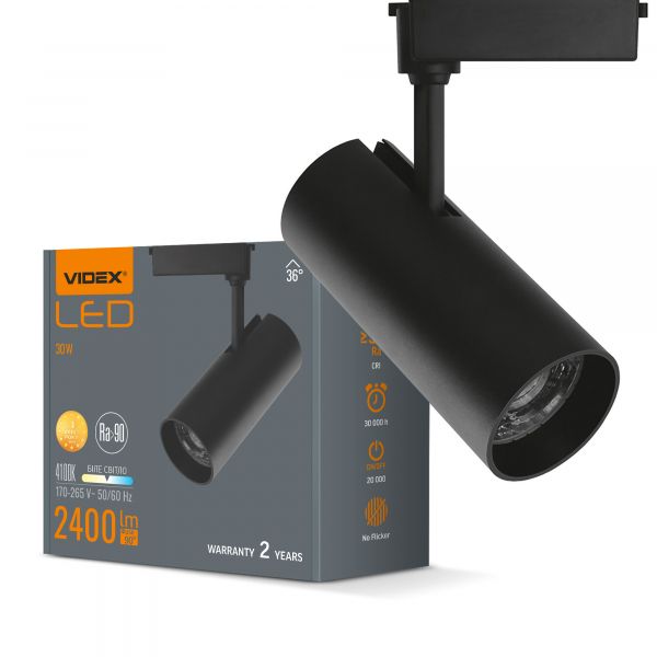 LED светильник трековый VIDEX 30W 4100K черный