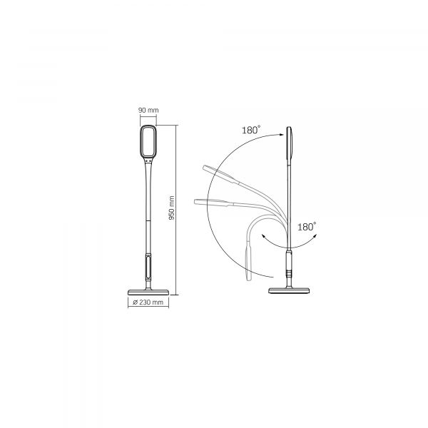 LED торшер чорний VIDEX TF07B 14W 3000-5500K