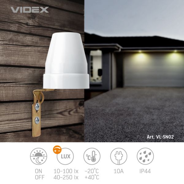 Датчик освітленості VIDEX VL-SN02 10A 220V фотометричний