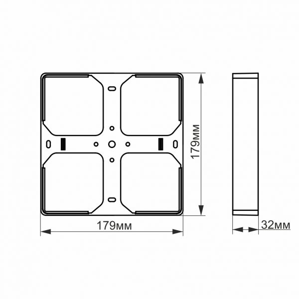 Рамка накладного монтажа безрамочного квадратного светильника VIDEX (VL-DLFS-24SF)