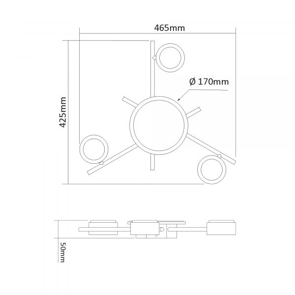 Светильник VIDEX под лампу 3xGX53 накладной с подсветкой черный VL-SPF20B-BB