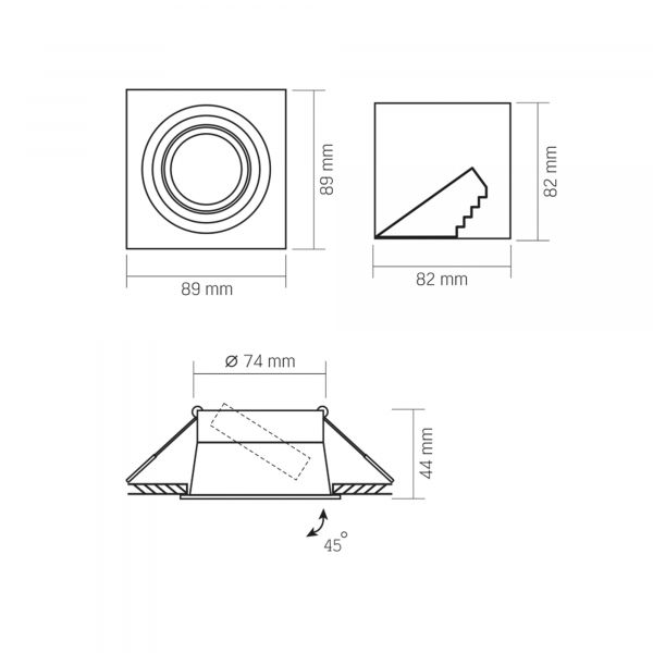 Светильник VIDEX под лампу GU10 врезной Квадрат Белый VL-SPF09S-W