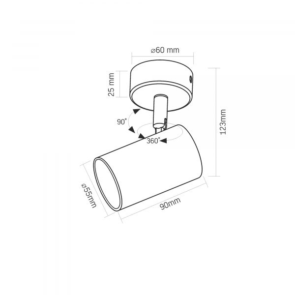 Светильник VIDEX под лампу GU10 накладной поворотный черный VL-SPF05B-BFB