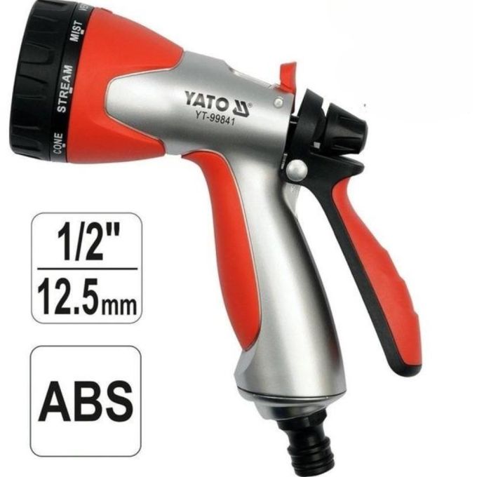 Зрошувач-пістолет 8-режимний YATO до шлангу 1/2", ABS-пластик