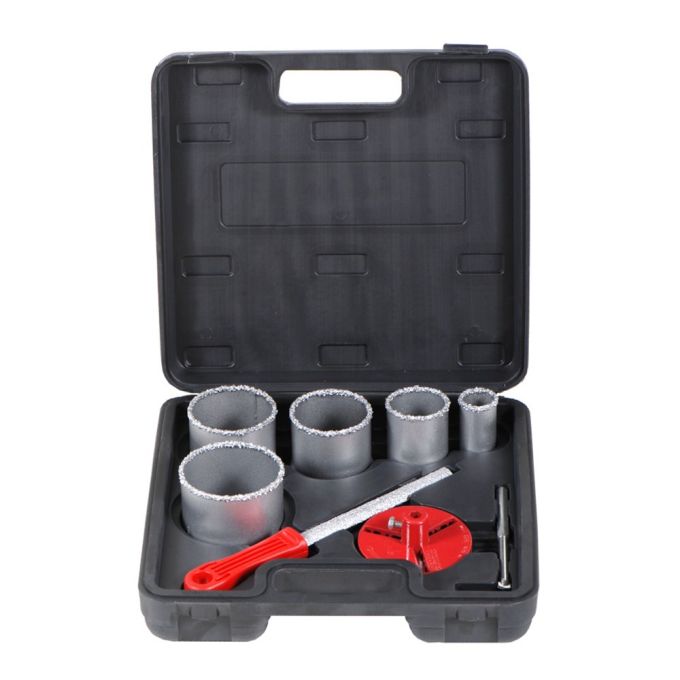 Коронки кільцеві з вольфрамовим напиленням Ø33, 53, 67, 73, 83 мм + основа з свердлом (кейс) SIGMA