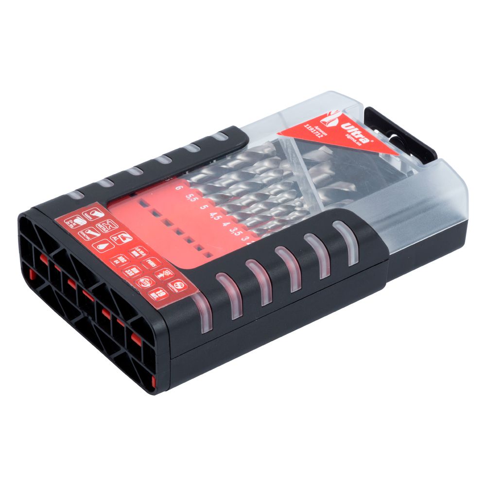 Набор сверл по металлу Р6М5 полированных 19шт 1.0-10.0мм (пластиковый кейс+блистер) ULTRA (1191712)