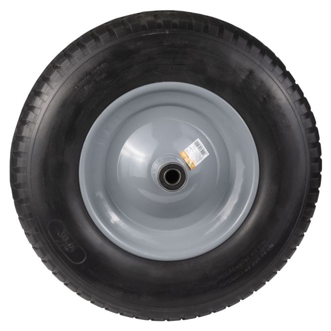 Колесо для тачки безкамерне поліуретанове 15" (4.00-8) 387×92мм вісь Ø16мм довжина 103мм FLORA (5058