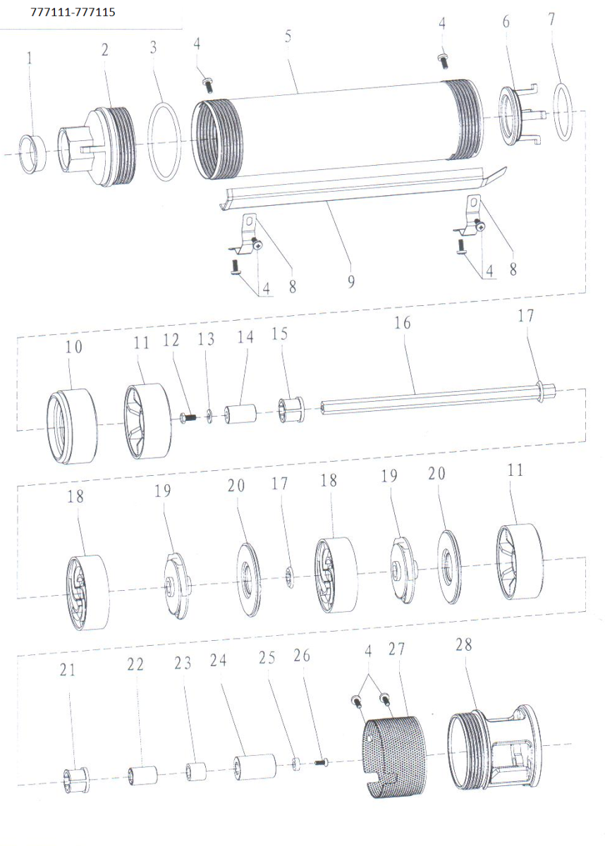 Насос центробежный скважинный 0.25кВт H 33(27)м Q 80(50)л/мин Ø94мм AQUATICA (DONGYIN) 3.5SDm3/6