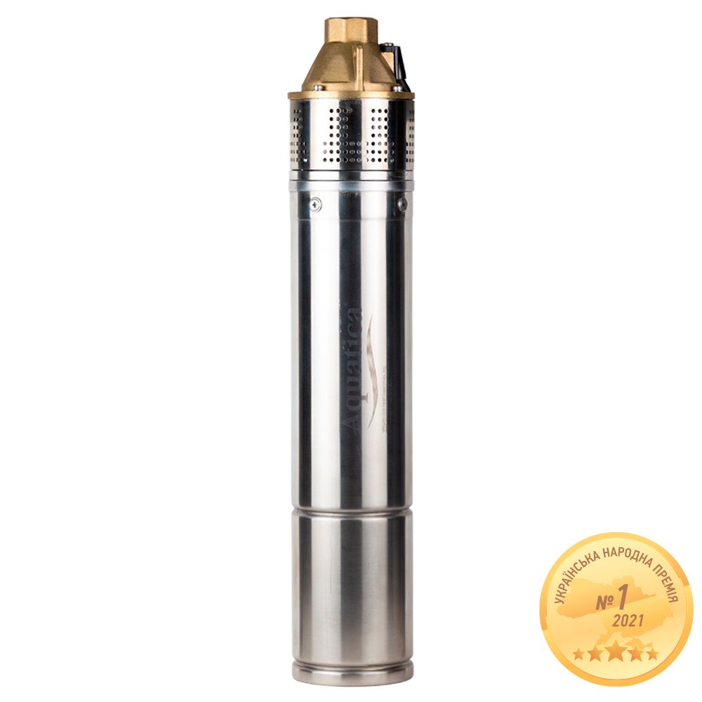 Насос вихревой 0.75кВт H 58 (34)м Q 45(20)л/мин Ø96мм 10м кабеля AQUATICA 4SKm100M (778311)