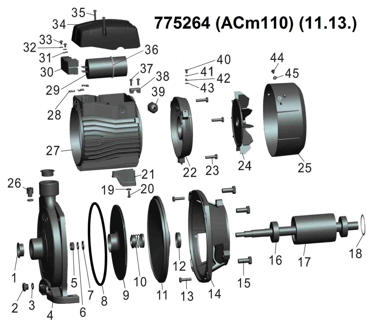 Насос відцентровий 1.1кВт Hmax 40м Qmax 120л/хв LEO 3.0 ACm110 (775264)
