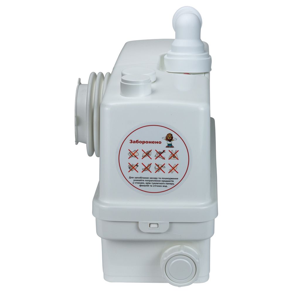 Станція каналізаційна 0.6кВт Hmax 8.5м Qmax 110л/хв 3 входу + фронтальний вхід 90мм LEO 3.0 WC601A