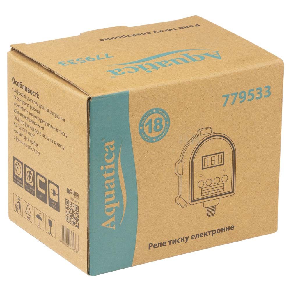 Реле тиску електронне 1.1кВт Ø¼" із захистом сухого ходу AQUATICA (779533)
