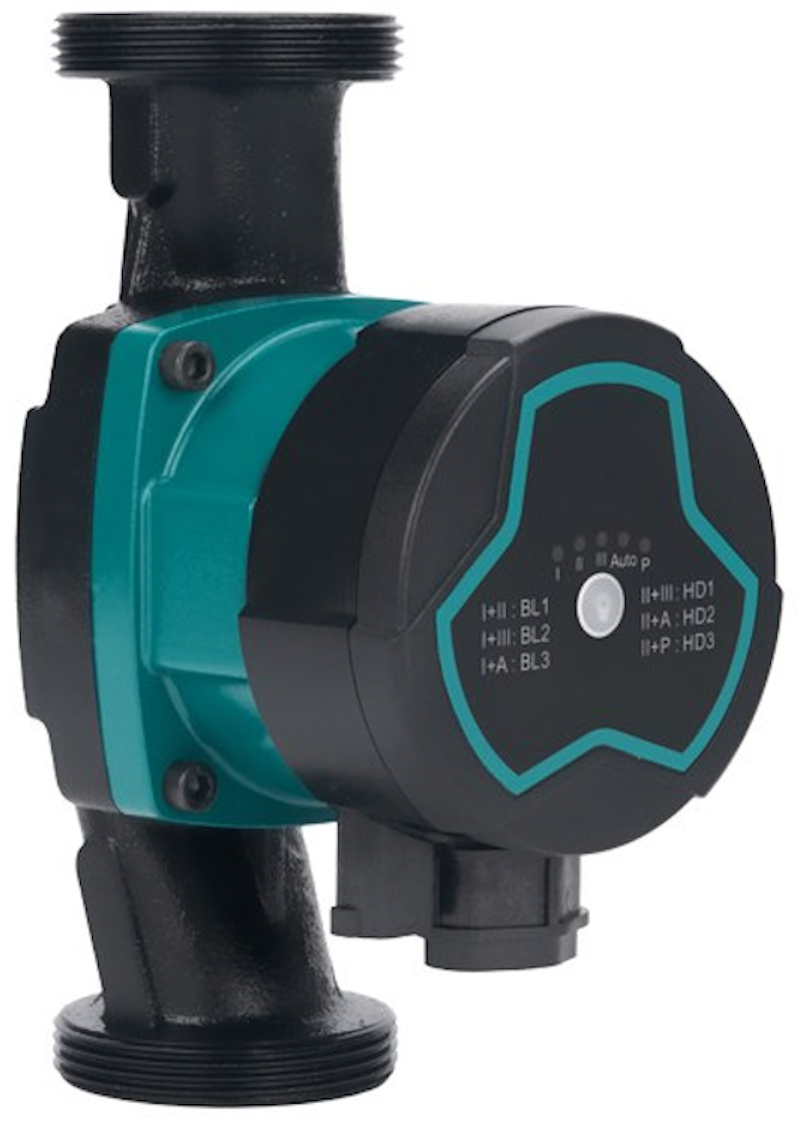 Насос циркуляционный энергосберегающий 5-39Вт Hmax 6м Qmax 53л/мин ØØ1½" 180мм + гайки Ø1" AQUATICA GP