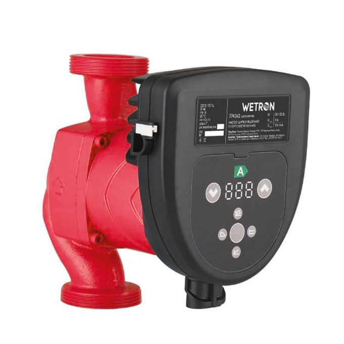 Насос циркуляційний енергозберігаючий 50-130Вт Hmax 8м Qmax 100л/хв Ø1½″ 180мм + гайки Ø1″ WETRON