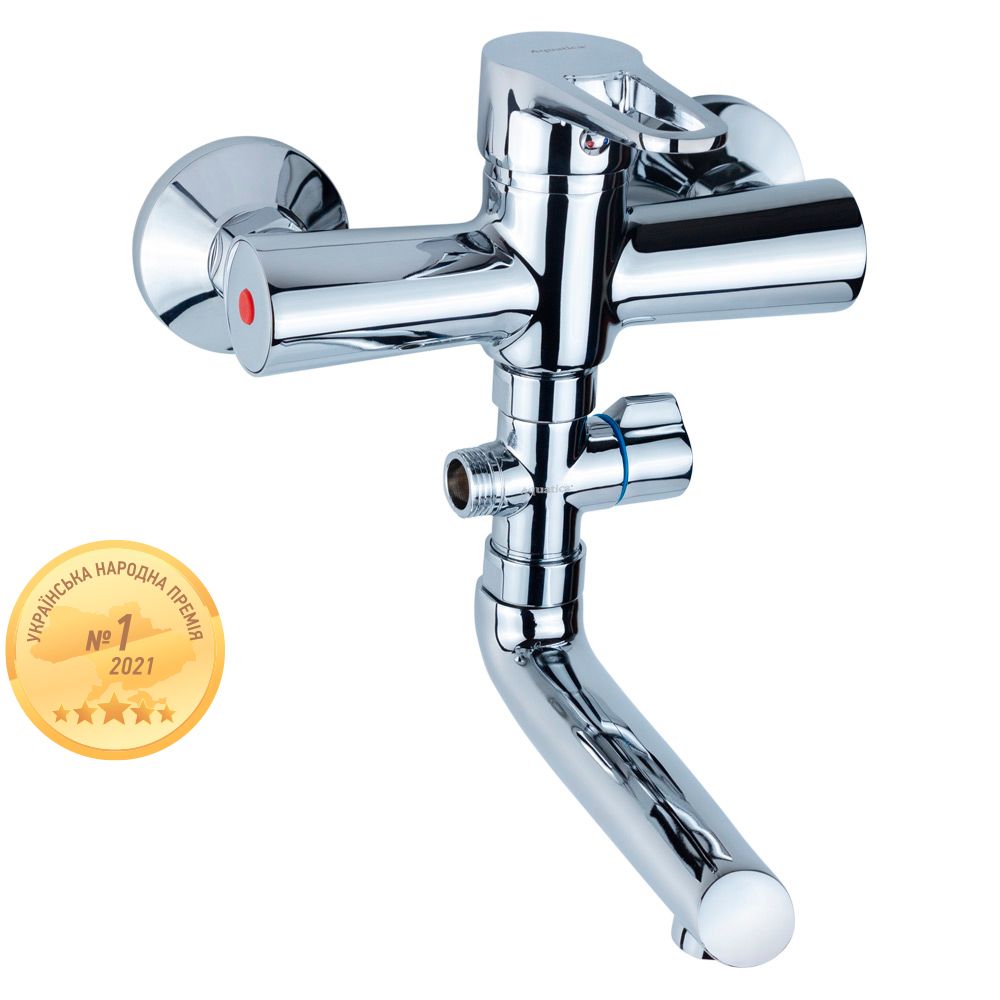 Змішувач HL Ø35 для ванни гусак прямий 150мм дивертор внесений картріджний AQUATICA HL-3C130C (97342