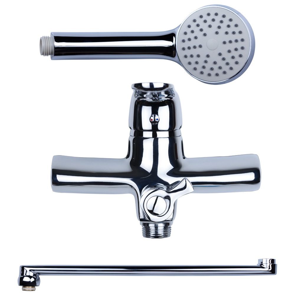 Змішувач NM Ø40 для ванни гусак прямий 350мм дивертор вбудований картріджний AQUATICA NM-2C234C (975