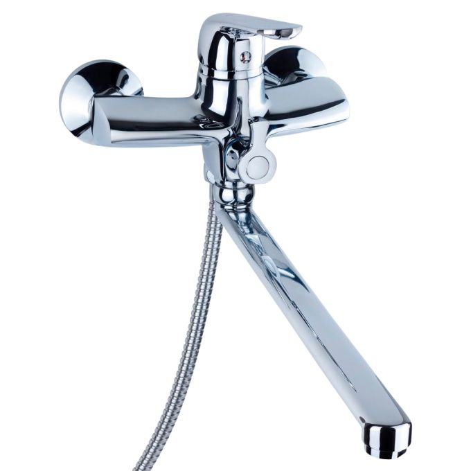 Змішувач NM Ø40 для ванни гусак прямий 350мм дивертор вбудований картріджний AQUATICA NM-2C234C (975