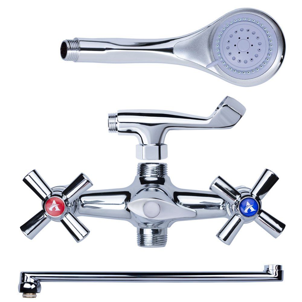 Змішувач PM 1/2" для ванни гусак прямий 350мм дивертор вбудований картріджний AQUATICA PM-2C257C (97