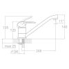 Змішувач TN Ø35 для кухні гусак прямий 250мм на шпильці TAU TN-2B242C (9846110)