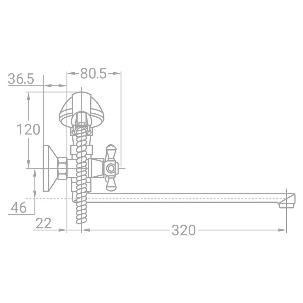 Смеситель s70 ½" для ванны гусь прямой 350мм дивертор встроенный шаровой TAU VD-5C261C (9870210)