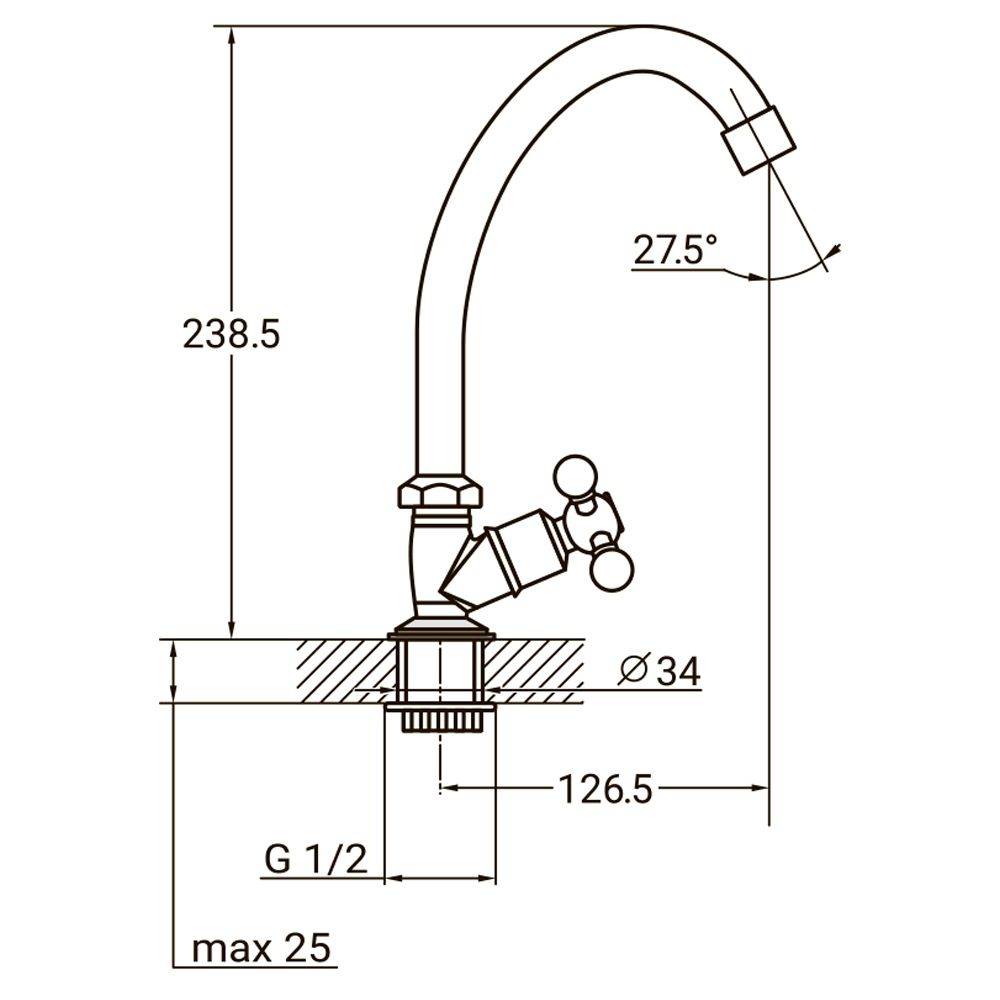 Змішувач s83 ½" монокран на гайці (КРАТНО 3шт) AQUATICA QM-1G159C (9783600)