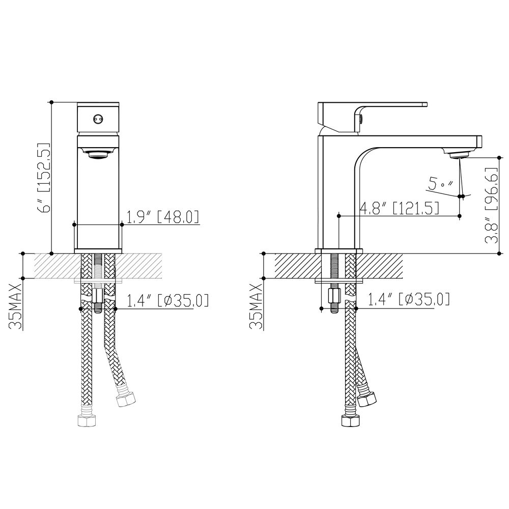 Смеситель COMO Ø35 для раковины литой на шпильке CORSO (BF-2A129C) (9611000)