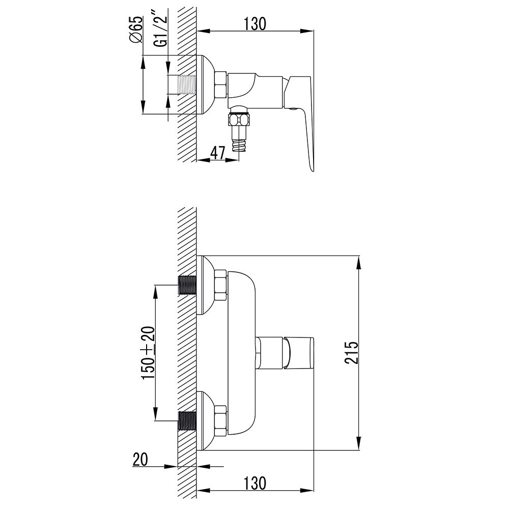 Змішувач LUGANO Ø25 для душу CORSO CH-1D147C (9620300)