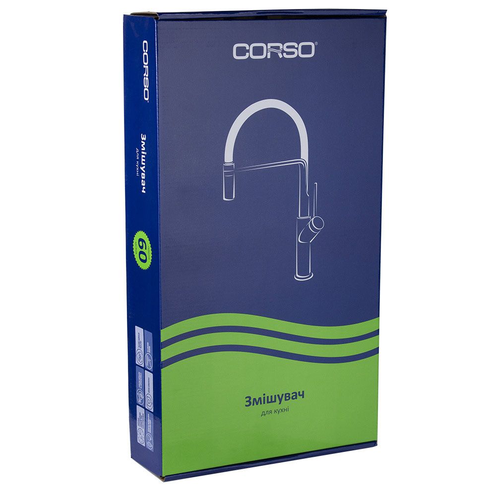 Смеситель RIVA Ø35 для кухни J-излив на гайке CORSO DE-4B139C (9629100)