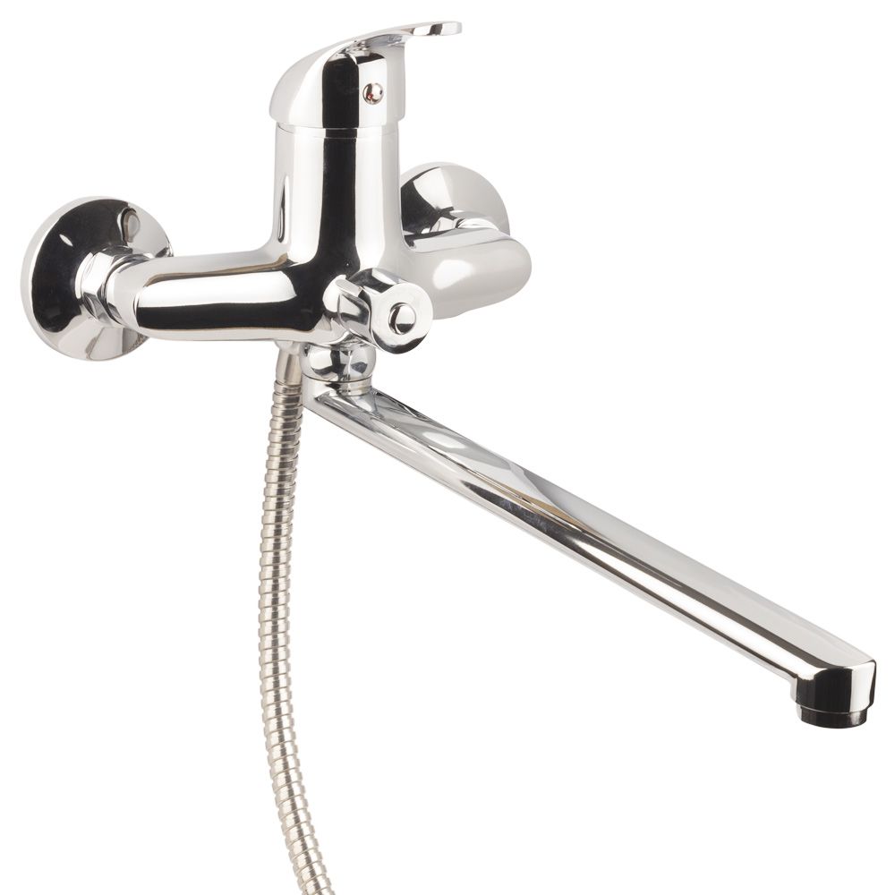 Змішувач s55 Ø40 для ванни вилив прямий 350мм дивертор вбудований картриджний AQUATICA (9755220)